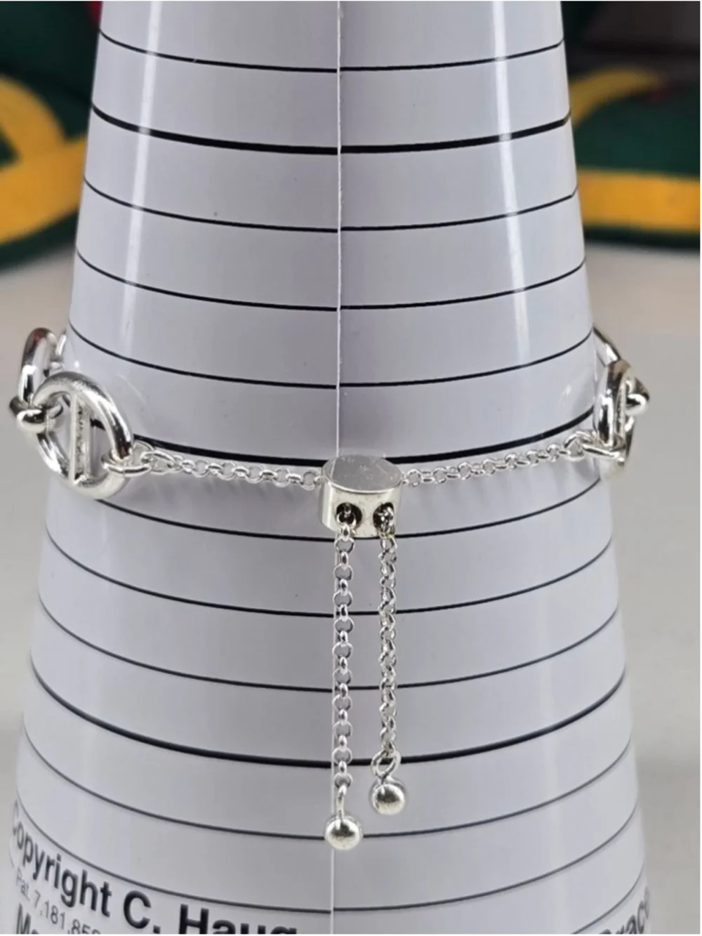 Bomb Party Bracelet Mariner Link CZ Crystal Accent Adjustable Silvertone Chain